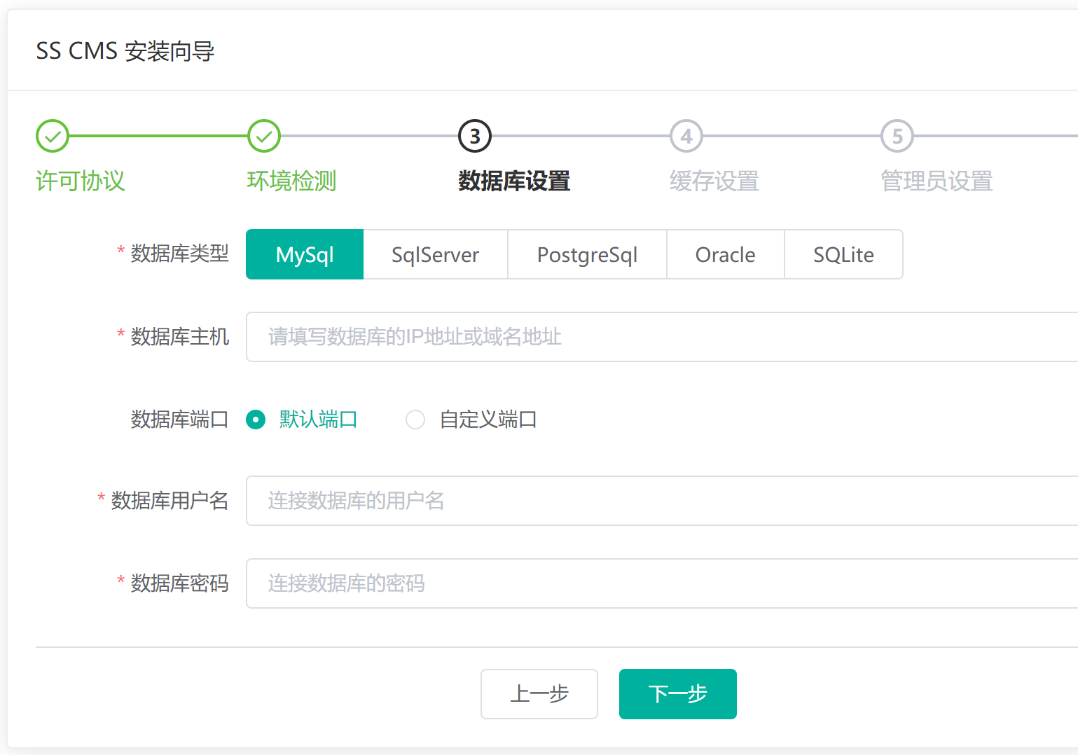 选择数据库类型